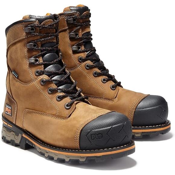 Timberland Pro Men's 8M Brown Boondock 8" Work Boots Waterproof Comp Toe LE1-2 - Picture 1 of 8